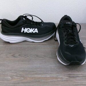 Men's Hoka BONDI 8 Black Athletic Gym Running Shoes 10.5